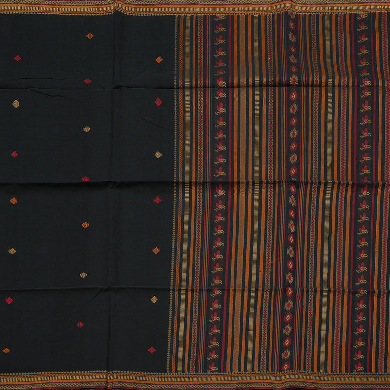 Hayagrivas Handloom Pure Cotton Saree in Imperial Black KBE71D19-2