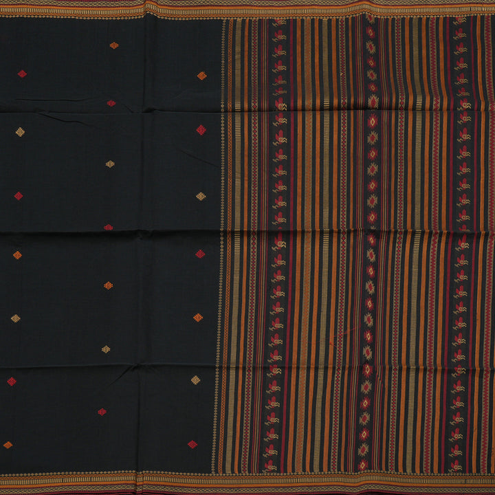 Hayagrivas Handloom Pure Cotton Saree in Imperial Black KBE71D19-2