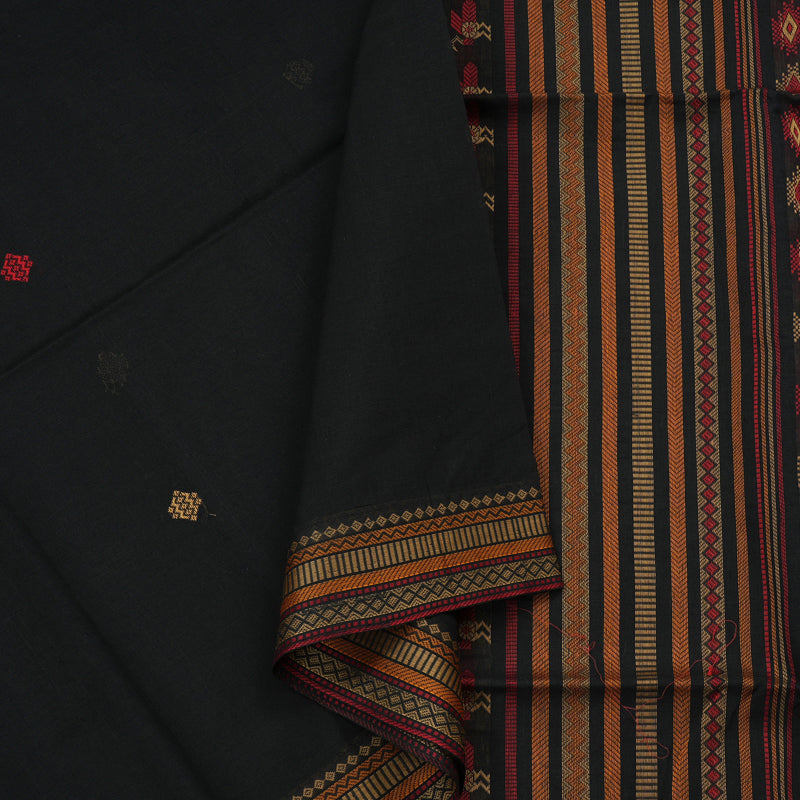 Hayagrivas Handloom Pure Cotton Saree in Imperial Black KBE71D19-2