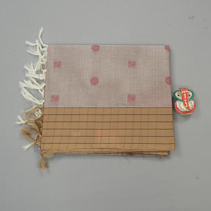Hayagrivas Handloom Pure Cotton Saree in Subtle Beige KBE71D2-2