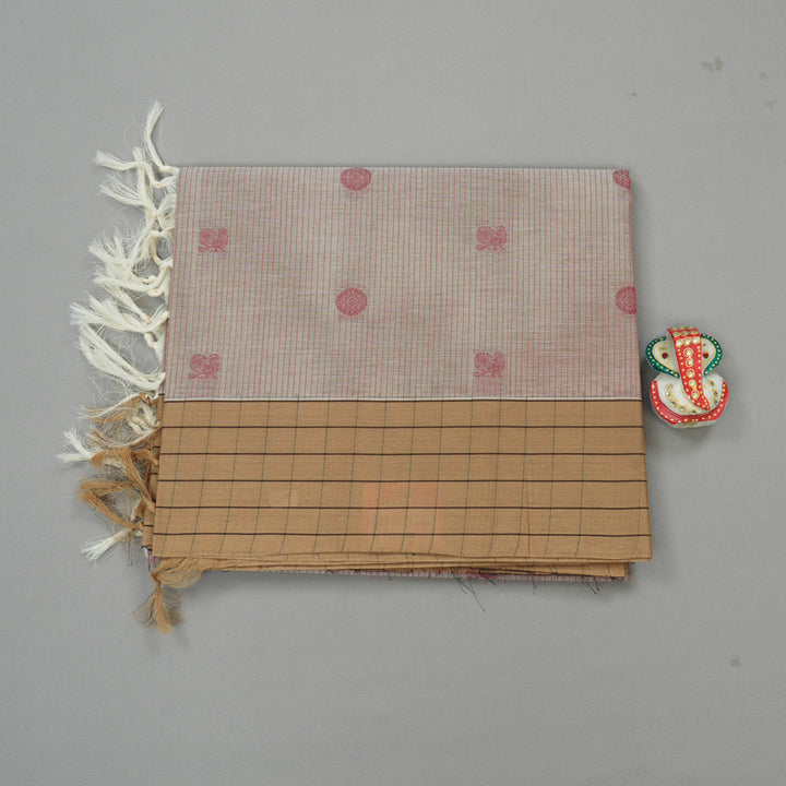 Hayagrivas Handloom Pure Cotton Saree in Subtle Beige KBE71D2-2