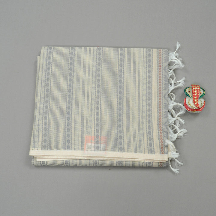 Hayagrivas Handloom Cotton Saree in Delicate Half White KBE71D20-1