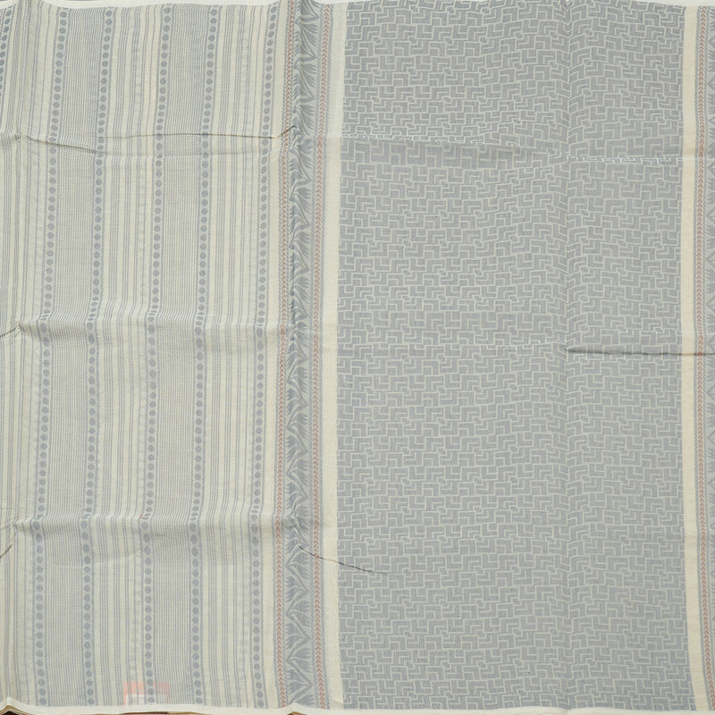 Hayagrivas Handloom Cotton Saree in Delicate Half White KBE71D20-1