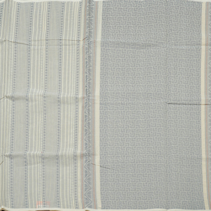 Hayagrivas Handloom Cotton Saree in Delicate Half White KBE71D20-1