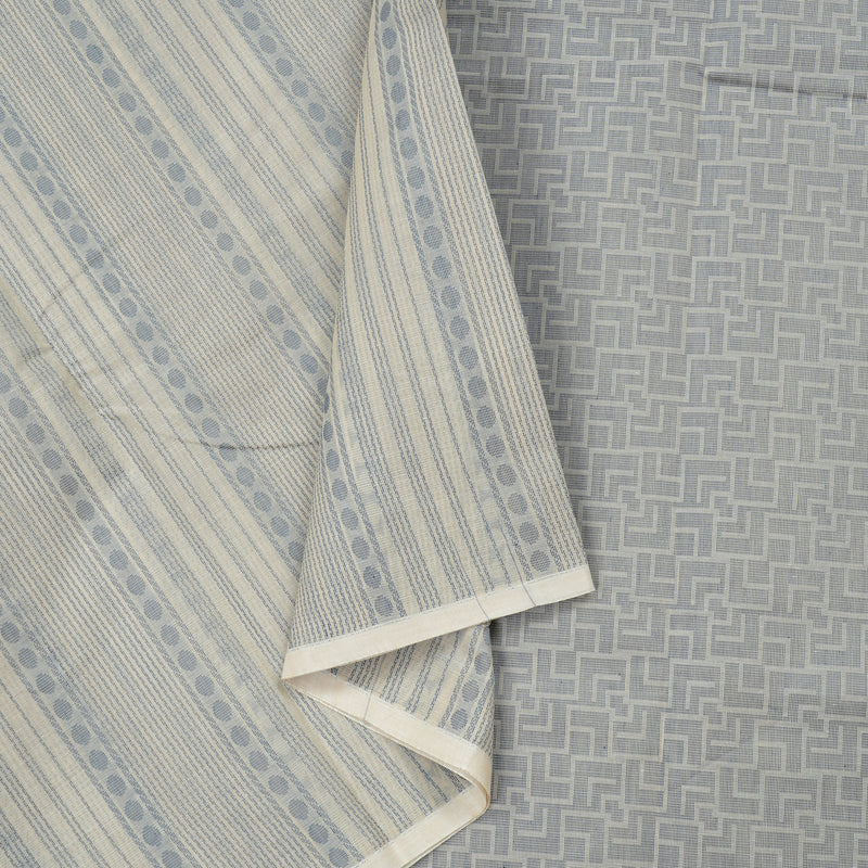 Hayagrivas Handloom Cotton Saree in Delicate Half White KBE71D20-1