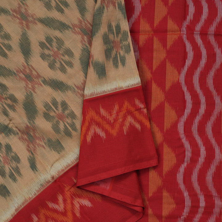 Hayagrivas Handloom Pure Cotton Saree in Ethereal Sandal KBE71D21-1