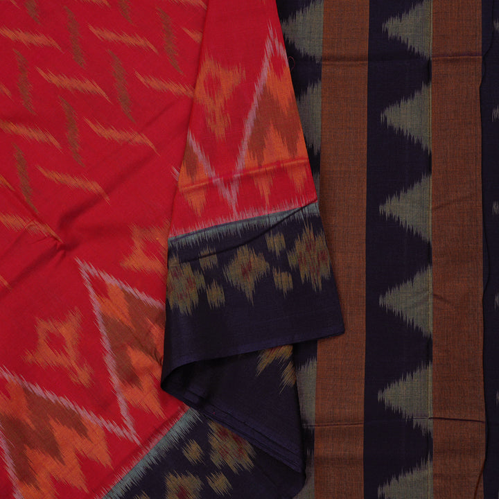 Hayagrivas Handloom Pure Cotton Saree in Bold Crimson Red KBE71D21-4