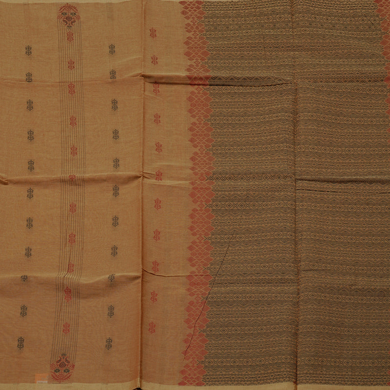 Hayagrivas Handloom Pure Cotton Saree in Graceful Sandal KBE71D22-2