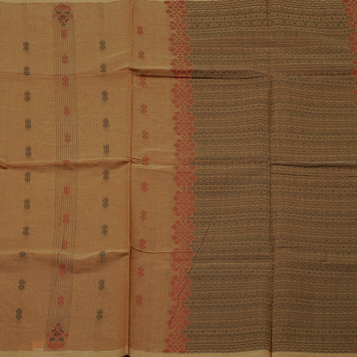 Hayagrivas Handloom Pure Cotton Saree in Graceful Sandal KBE71D22-2