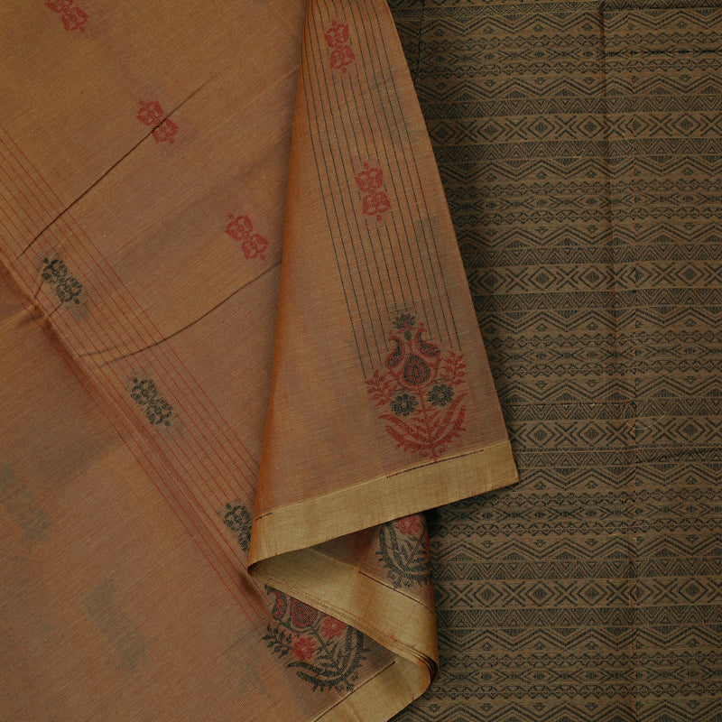 Hayagrivas Handloom Pure Cotton Saree in Graceful Sandal KBE71D22-2
