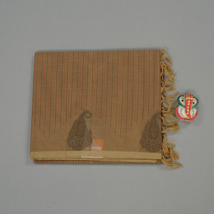 Hayagrivas Handloom Pure Cotton Saree in Poised Wheat Brown KBE71D24-1