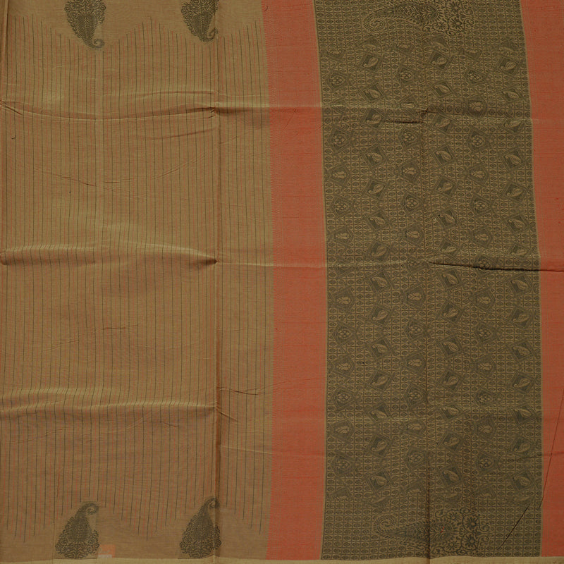 Hayagrivas Handloom Pure Cotton Saree in Poised Wheat Brown KBE71D24-1
