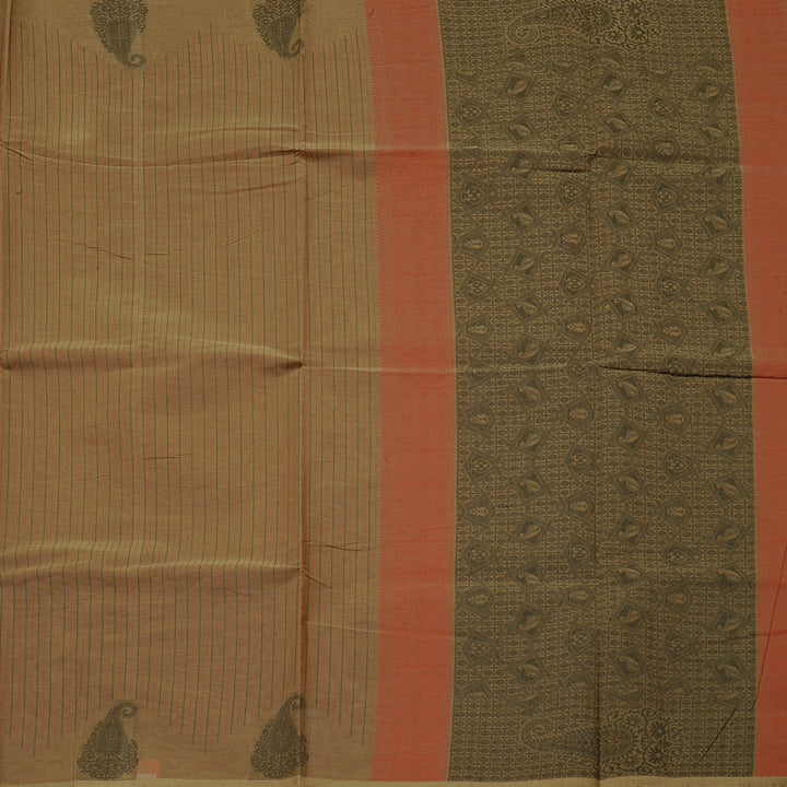 Hayagrivas Handloom Pure Cotton Saree in Poised Wheat Brown KBE71D24-1