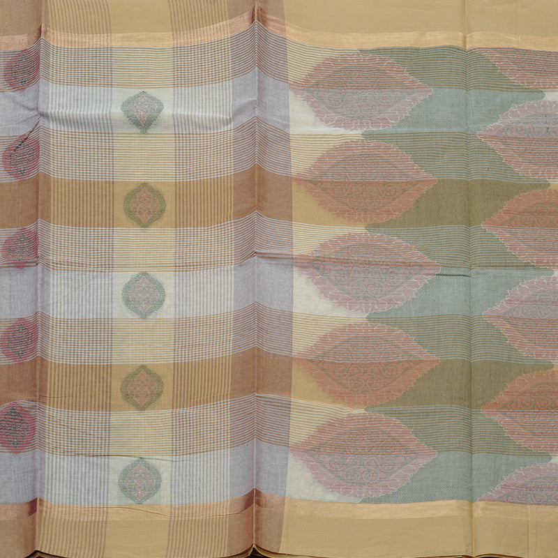 Hayagrivas Handloom Pure Cotton Saree in Classic Sandal with White KBE71D25-2