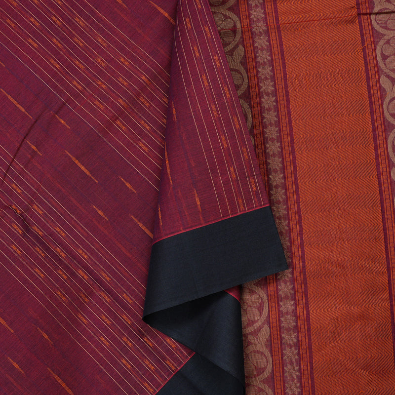 Hayagrivas Handloom Pure Cotton Saree in Luxurious Wine Purple KBE71D28-1