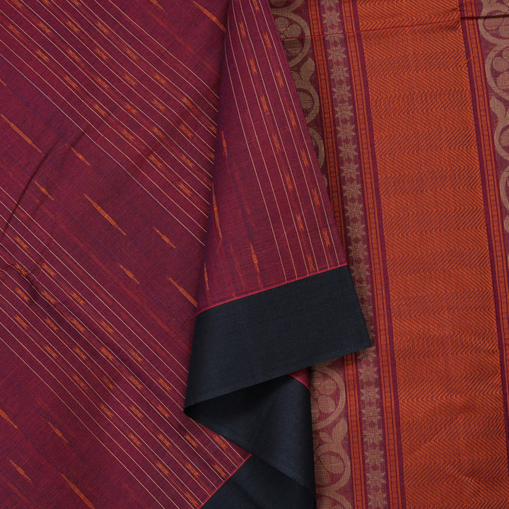 Hayagrivas Handloom Pure Cotton Saree in Luxurious Wine Purple KBE71D28-1