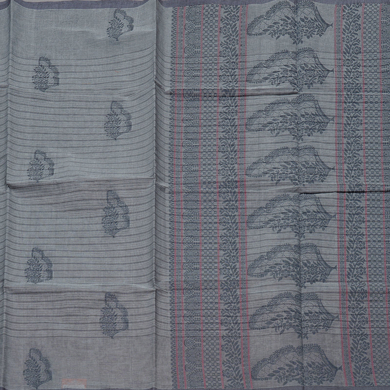 Hayagrivas Handloom Pure Cotton Saree in Muted Grey KBE71D3-1
