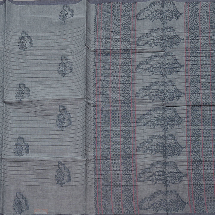 Hayagrivas Handloom Pure Cotton Saree in Muted Grey KBE71D3-1
