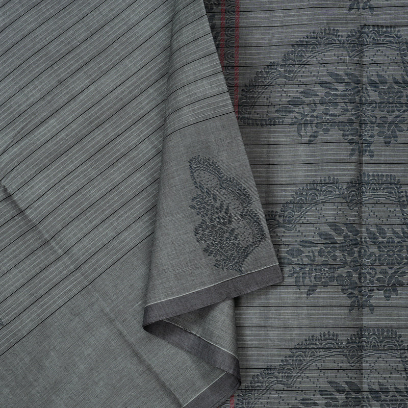 Hayagrivas Handloom Pure Cotton Saree in Muted Grey KBE71D3-1
