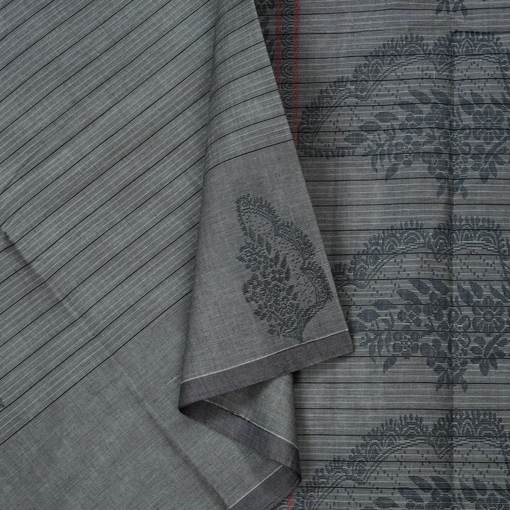 Hayagrivas Handloom Pure Cotton Saree in Muted Grey KBE71D3-1