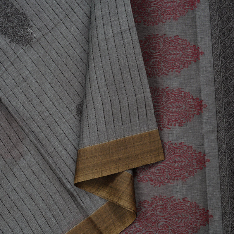 Hayagrivas Handloom Pure Cotton Saree in Tranquil Grey KBE71D30-1