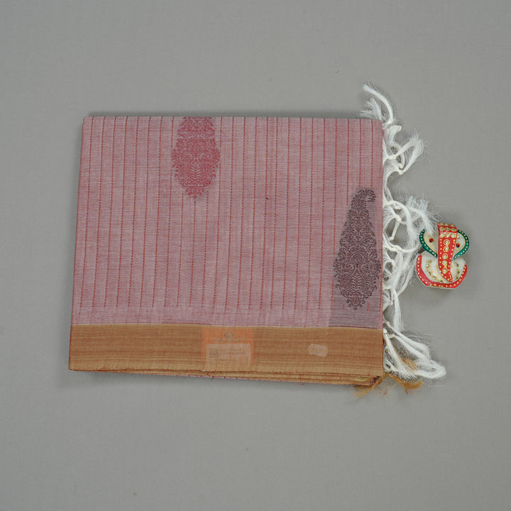 Hayagrivas Handloom Pure Cotton Saree in Delicate Onion Pink KBE71D30-2