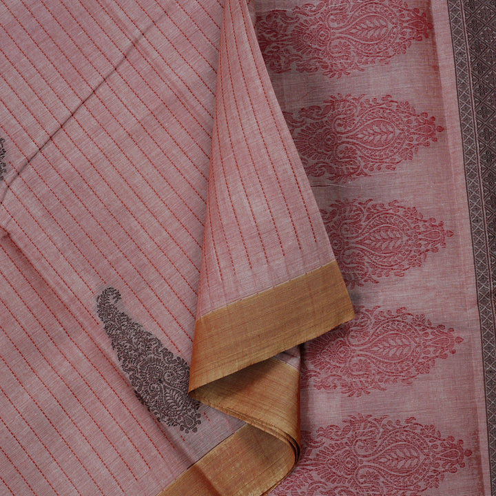 Hayagrivas Handloom Pure Cotton Saree in Delicate Onion Pink KBE71D30-2