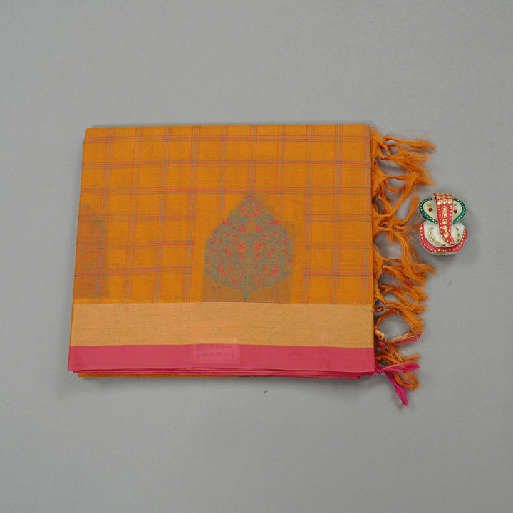 Hayagrivas Handloom Cotton Sarees in Enchanting Mustard KBE71D31-1