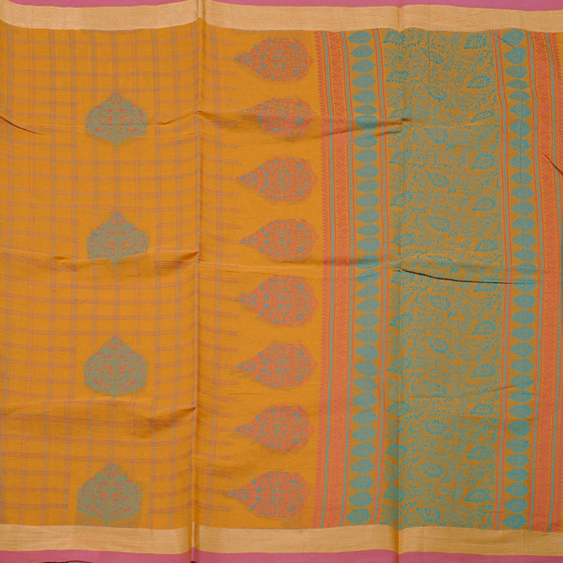 Hayagrivas Handloom Cotton Sarees in Enchanting Mustard KBE71D31-1