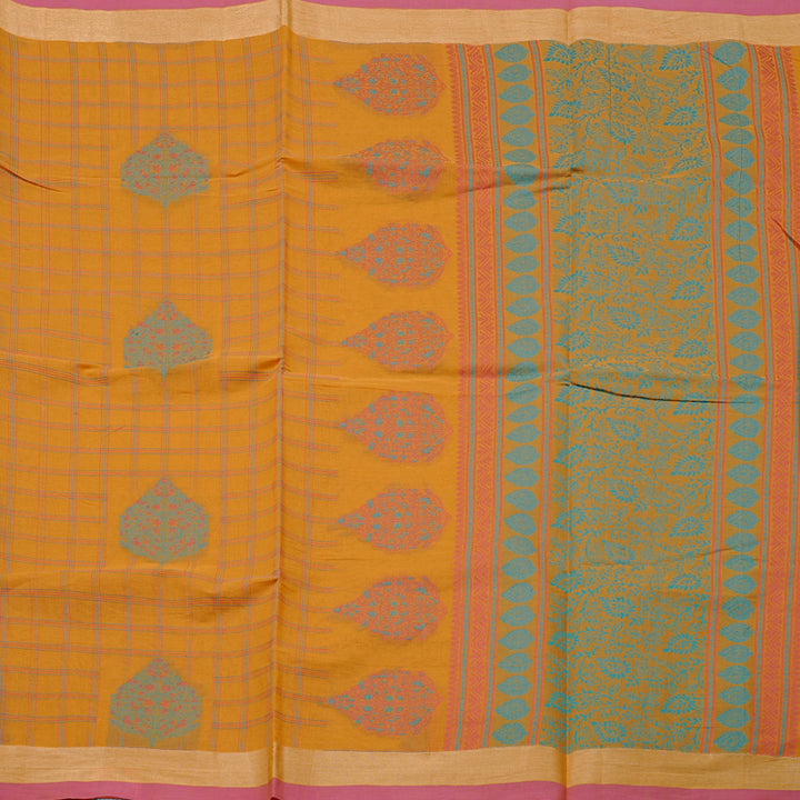 Hayagrivas Handloom Cotton Sarees in Enchanting Mustard KBE71D31-1