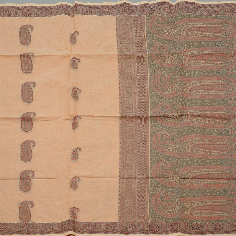 Hayagrivas Handloom Pure Cotton Saree in Graceful Sandal KBE71D33-1