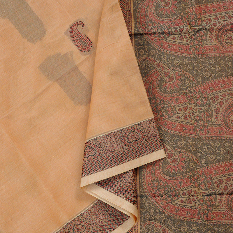 Hayagrivas Handloom Pure Cotton Saree in Graceful Sandal KBE71D33-1