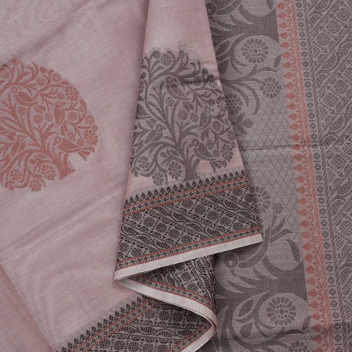 Hayagrivas Handloom Pure Cotton Saree in Mellow Onion Pink KBE71D38-5
