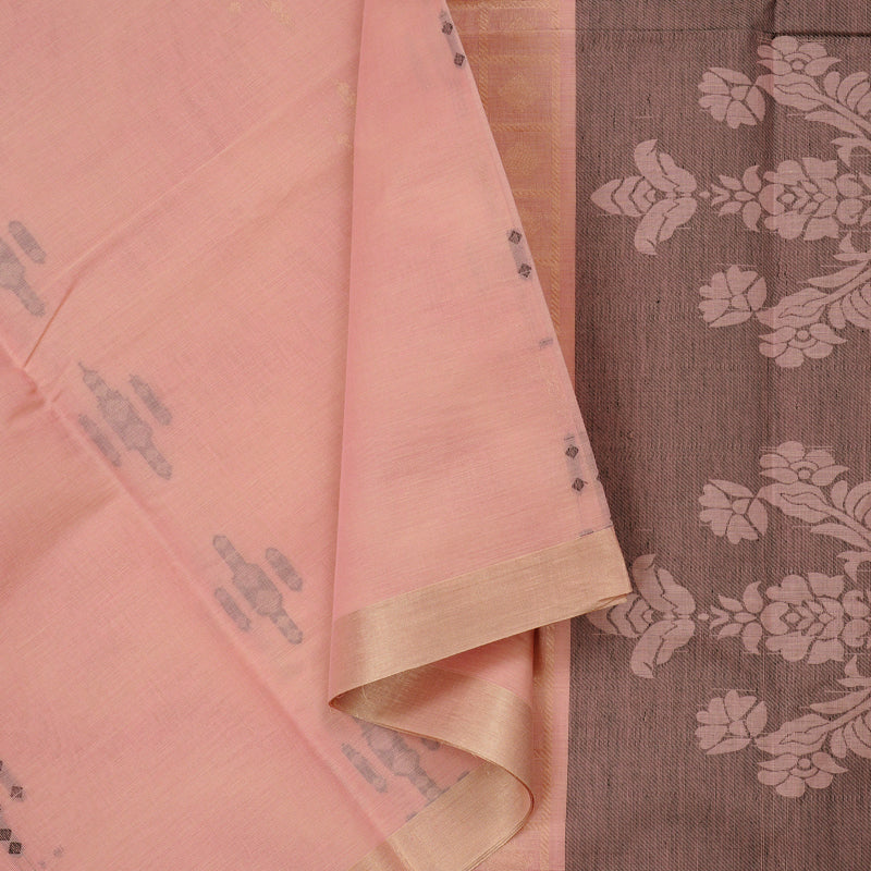 Hayagrivas Handloom Cotton Saree in Dreamy Light Baby Pink KBE71D40-2