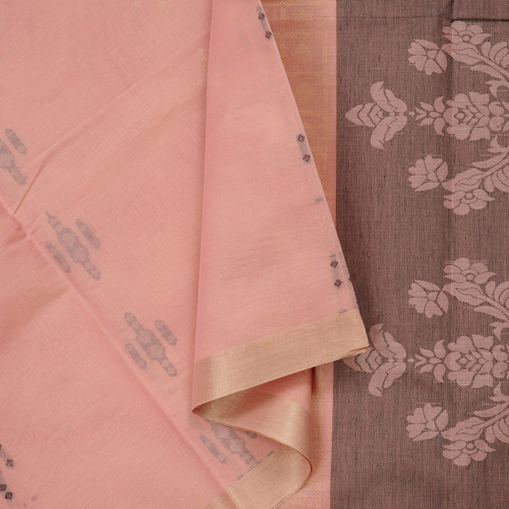 Hayagrivas Handloom Cotton Saree in Dreamy Light Baby Pink KBE71D40-2