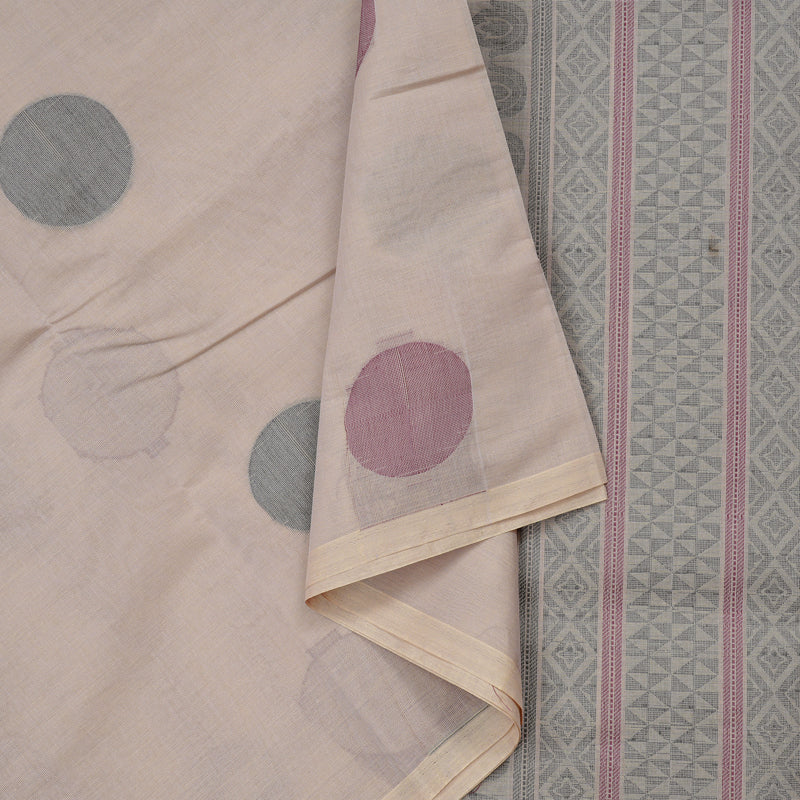 Hayagrivas Handloom Cotton Saree in Graceful Light Sandal KBE71D41-2