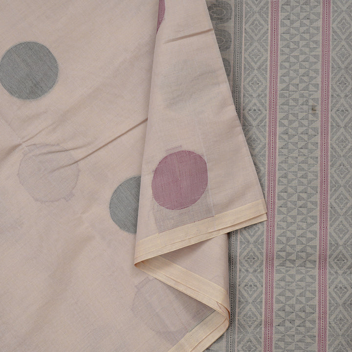 Hayagrivas Handloom Cotton Saree in Graceful Light Sandal KBE71D41-2
