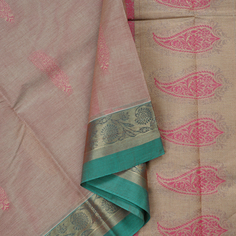 Hayagrivas Handloom Pure Cotton Saree in Soothing Sandal KBE71D42-2