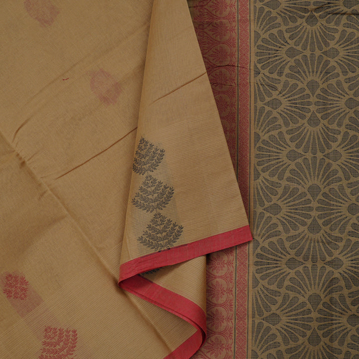 Hayagrivas Handloom Pure Cotton Saree in Gentle Wheat Brown KBE71D43-2
