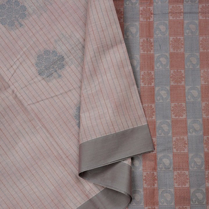 Hayagrivas Handloom Cotton Saree in Muted Beige KBE71D44-13