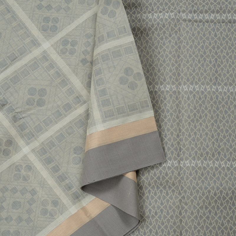 Hayagrivas Handloom Pure Cotton Saree in Gentle Half White KBE71D44-4