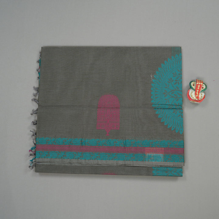 Hayagrivas Handloom Pure Cotton Saree in Timeless Dark Grey KBE71D46-6