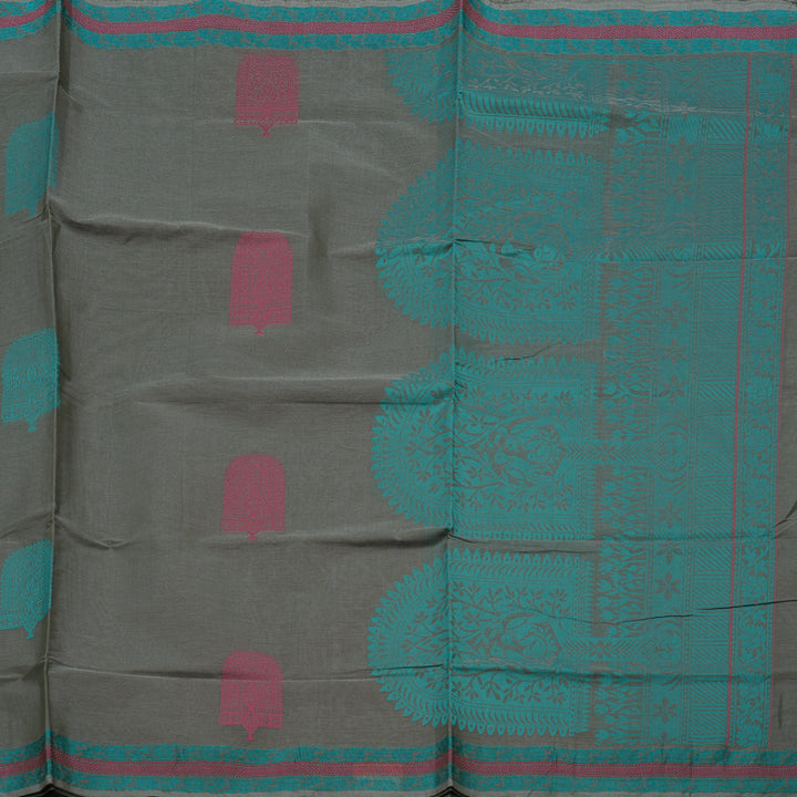 Hayagrivas Handloom Pure Cotton Saree in Timeless Dark Grey KBE71D46-6