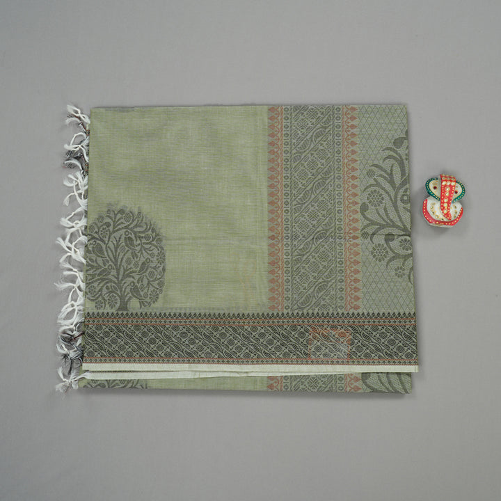 Hayagrivas Handloom Pure Cotton Saree in Serene Elaichi Green KBE71D46-8