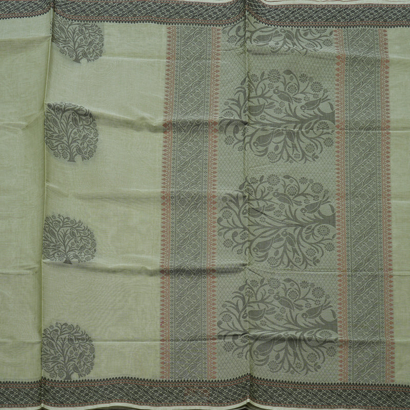 Hayagrivas Handloom Pure Cotton Saree in Serene Elaichi Green KBE71D46-8