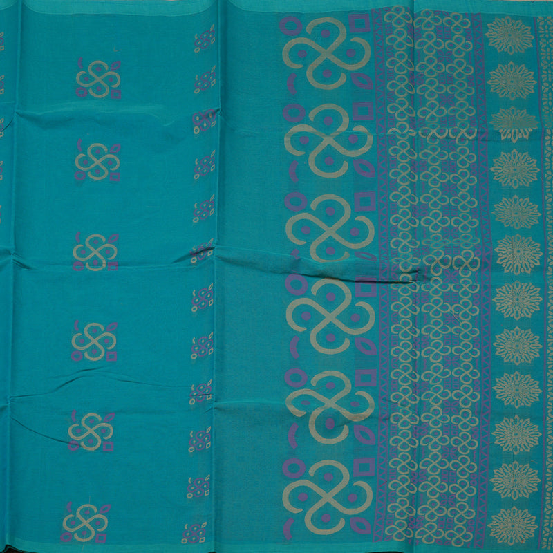 Hayagrivas Handloom Pure Cotton Saree in Graceful Sky Blue KBE71D51-1