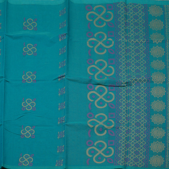 Hayagrivas Handloom Pure Cotton Saree in Graceful Sky Blue KBE71D51-1