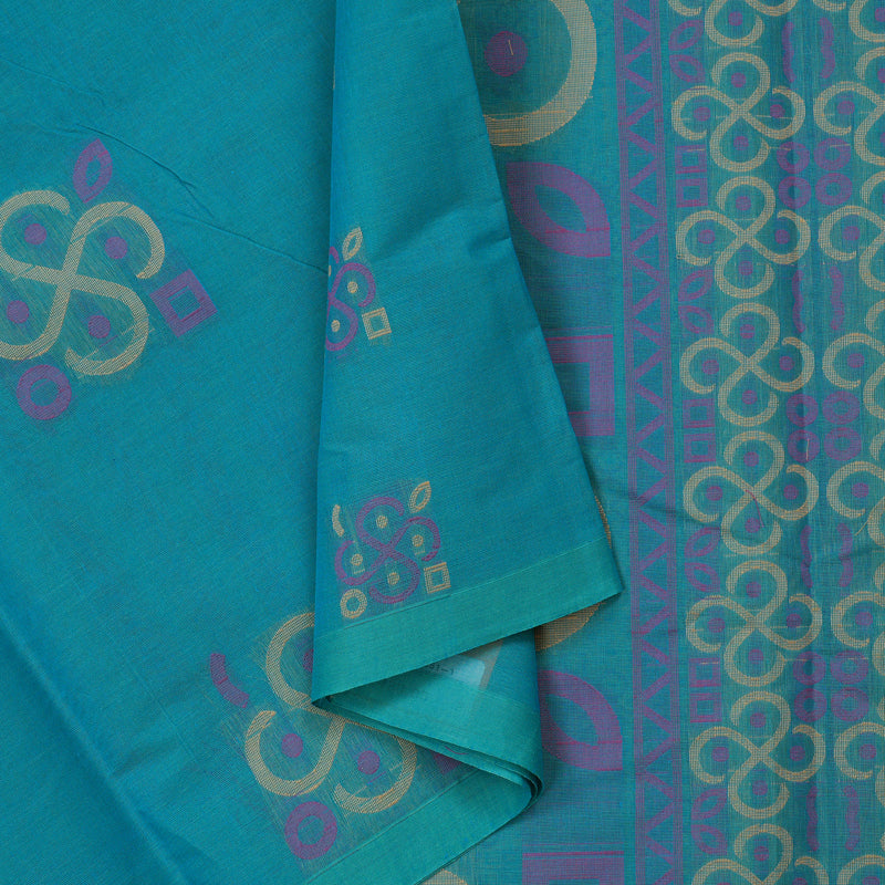 Hayagrivas Handloom Pure Cotton Saree in Graceful Sky Blue KBE71D51-1