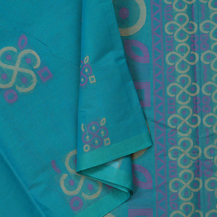 Hayagrivas Handloom Pure Cotton Saree in Graceful Sky Blue KBE71D51-1