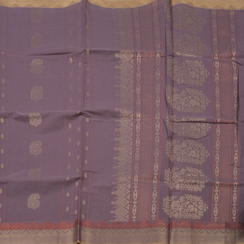 Hayagrivas Handloom Pure Cotton Saree in Gorgeous Plum Purple KBE71D54-1